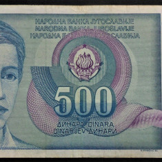 Bancnota 500 DINARI / DINARA - YUGOSLAVIA, anul 1990 * cod 236