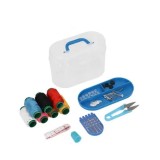 Cumpara ieftin Set de croitorie, 32 de articole diferite, cutie cu clips pentru depozitare, plastic, 12.5 x 7.5 cm, multicolor