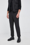 Sisley Pantaloni bărbați, culoarea negru, jogger