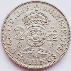 200 Marea Britanie UK Anglia 2 Shillings 1946 George VI km 855 argint