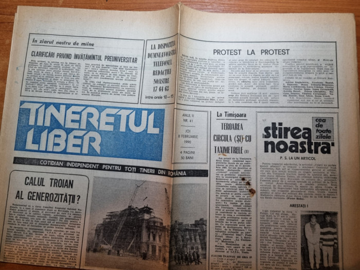 ziarul tineretul liber 8 februarie 1990-art. &quot; protest la protest &quot;