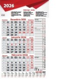 Calendar de perete triptic planner 2026. 12 file