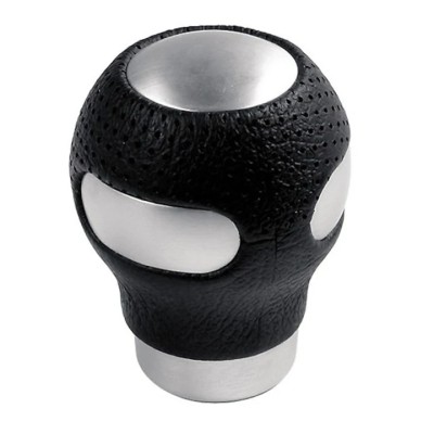 Nuca schimbator viteze, Beta Gear, Piele sintetica/Aluminiu, Compatibil Fiat/Opel, Negru/Argintiu foto