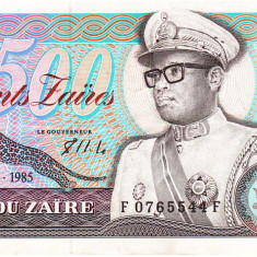 Zair 500 Zaires Mobutu 1985 P-30b Seria 0765544