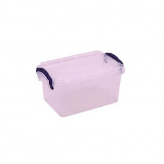 Cutie Depozitare cu Capac, 21x14x9.5 cm, 2 L, Plastic Transparent, Cutii din Plastic pentru Alimente, Cutie Alimentara din Plastic, Caserole din Plast