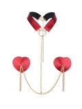 Set Acoperitoare Sfarcuri si Choker Sexy Hearties, Rosu