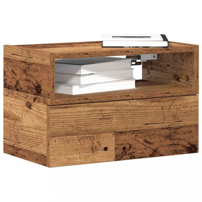 vidaXL Noptiere de perete, 2 buc., Lemn vechi, 45x26x28,5 cm 858611