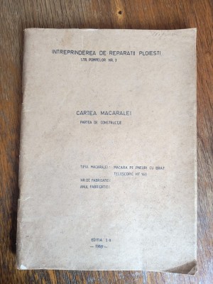 Cartea macaralei Telemac HT 160 , UBEMAR Ploiesti 2 / R1F foto