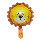 Balon din folie metalizata, flippy, mini figurine animalute, model leu, tematica aniversare, 34x43 cm, ambalaj individual, pai inclus, umflare cu aer