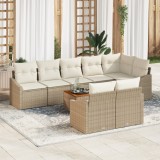 vidaXL Set canapele de grădină 9 pcs Bej, alb 55 x 55 x 37 cm