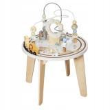 Masuta interactiva din lemn pentru copii cu labirint si jocuri motorii, 54 cm