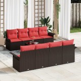 vidaXL Set de canapele pentru grădină 9 pcs Beige și Roșu poliratan 3353963
