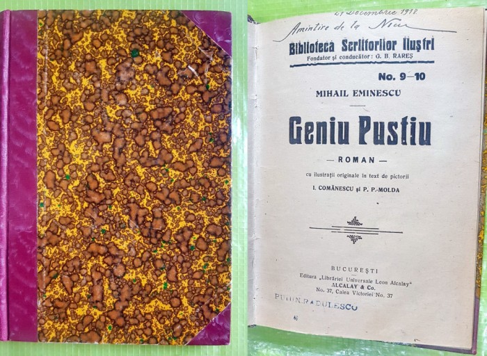 G41-I- Editie veche-GENIU PUSTIU-MIHAI EMINESCU anii 1900 st. F. buna, ca noua.
