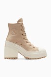 Converse tenisi de piele Chuck 70 De Luxe Heel femei, culoarea bej, A12345C
