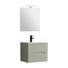 Trent mobilier de baie 60 cm ceramică chiuvetă (2 sertare) cu oglindă 60x80 cm verde