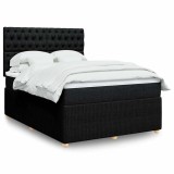 Gossi pat box spring cu saltea, negru, 140x190 cm, textil
