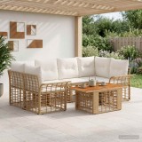 Cumpara ieftin Set de canapele pentru gradina 7 buc. Alb Natural si Crem