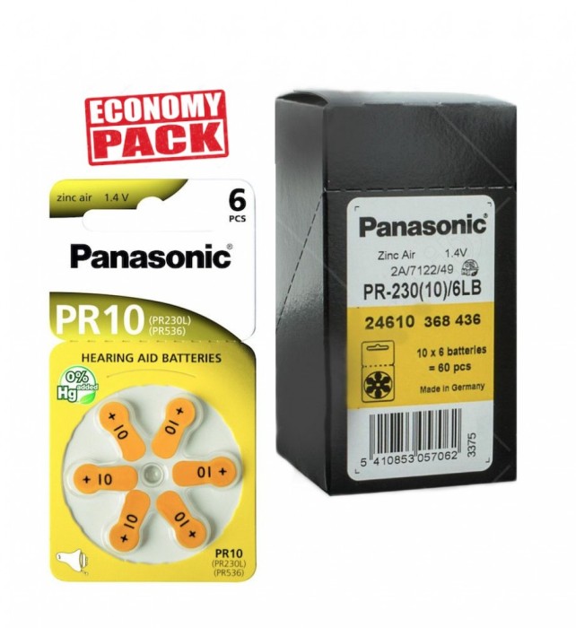 Baterii Panasonic 10 pentru aparate auditive Economy Pack 60 baterii Baterii Panasonic 10 pentru aparate auditive Economy Pack 60 baterii