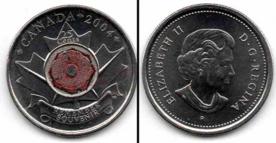 CANADA 2004 25 cents Remeber Souvenir foto