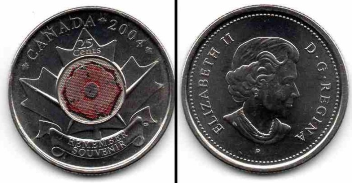 CANADA 2004 25 cents Remeber Souvenir