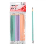 Creioane HB, Monybia, Set 12 Bucăți, Multicolor, Cu Radieră, Oem