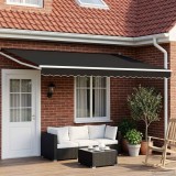 vidaXL Pergola Cort Electric Retractabil Exterior 4x3m Negru Aluminiu Panou Solar Telecomanda