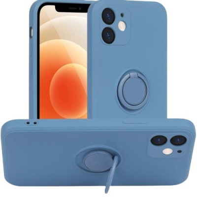 Husa protectie flippy compatibila cu huawei p smart 2021 liquid silicone ring cu suport rotativ albastru deschis foto