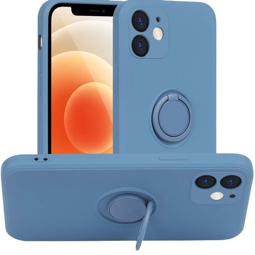 Husa protectie flippy compatibila cu huawei p smart 2021 liquid silicone ring cu suport rotativ albastru deschis