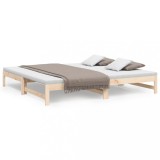 Pat de zi extensibil, 2x(100x200) cm, lemn masiv de pin