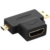 Adaptor Video UGREEN HD129, miniHDMI / microHDMI - HDMI, 1080P, Negru