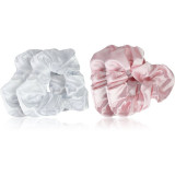 Brushworks Satin Scrunchies Pink &amp; White Elastice pentru par