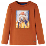 Tricou pentru copii cu m&acirc;neci lungi, portocaliu ars, 128, vidaXL