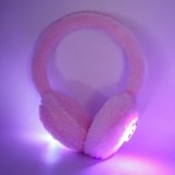 Aparatoare pentru urechi cu blana artificiala roz, model 3D unicorn cu lumina intermitenta pentru fete, CMCLASS