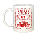 Cana alba personalizata, Editie Limitata 61 ani, INOVATIX&reg;. 330ml, Oem