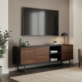 Lowboard Boxholm 160x30x57 cm Schwarz/Walnussoptik [en.casa]