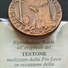 REPRODUCERE 1/1 dupa moneda medievala TESTONE- San Marino, anul 1571 *cod 2220