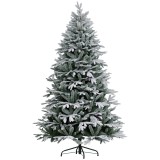 HOMCOM Brad de Crăciun cu Zăpadă Artificială cu 2531 Crengi, Brad de Crăciun cu Bază Pliabilă, &Oslash;114x180 cm, Verde | Aosom Romania