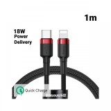 Cablu Lightning la Type-C Baseus Cafule Series Red &amp; Black (1m, 18W, PD)