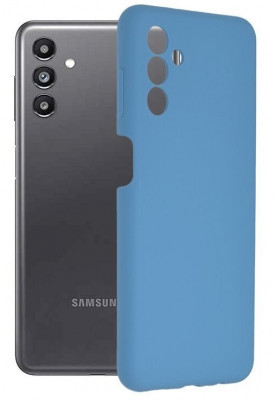 Husa din silicon compatibila cu Samsung Galaxy A04S, silk touch, interior din catifea, Albastru deschis foto