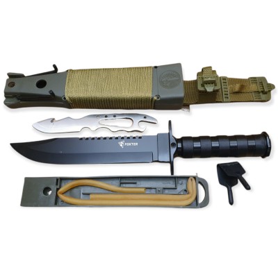 Kit de supravetuire Foxter, cutit 35.5 cm, prastie, busola, sfoara, cremene, teaca inclusa foto