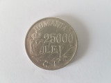 Romania 25 000 Lei 1946 Argint are 14 gr. Impecabila