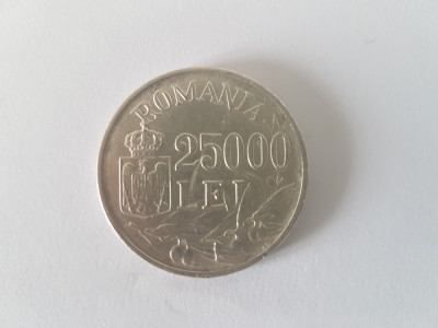 Romania 25 000 Lei 1946 Argint are 14 gr. Impecabila foto