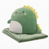 Patura 2in1 pentru Pat sau Canapea, Model Jucarie Dinozaur cu Spatiu de Depozitare Patura, Microfibra, 1x1.7 m, Verde