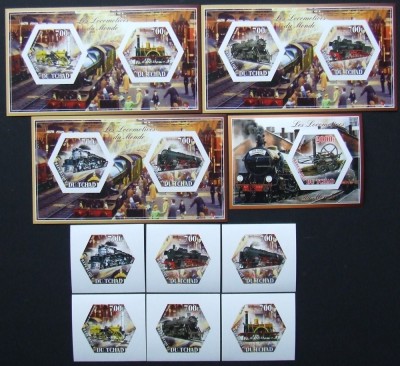 R.DU TCHAD-LOCOMOTIVE-SET 6 V.+4 S/Sh.NEOBLITERATE-NEDANTELATE-MNH** - EP 061 foto