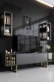 Comoda Tv Lux Gold Line Tv Stand Stylish, Alb - Nuc - Gri, 180 x 48 x 30 cm