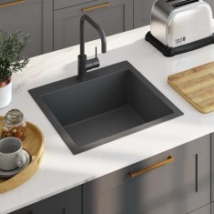vidaXL Chiuvetă de bucătărie lucrată manual, negru, oțel inoxidabil 51511