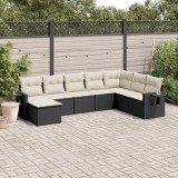Cumpara ieftin Gossi set mobilier de gradina cu perne, 8 piese, negru, poliratan