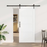 Ușa Glisantă cu Set de Hardware Alb 86x198.5 cm Lemn Solid de Pin