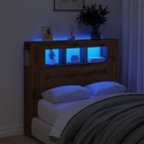 Cumpara ieftin Tăblie de pat cu LED, stejar artizanal, 120x18,5x103,5 cm, lemn