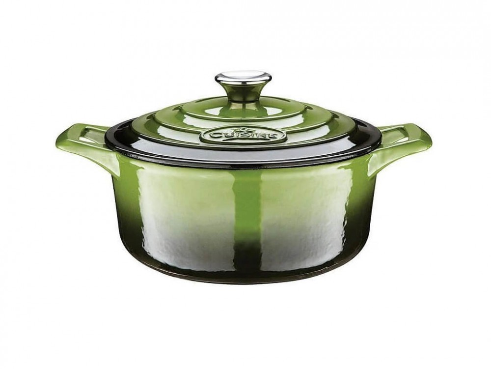 Cratita din fonta emailata cu capac, 26 cm, 5 L, verde (La Cuisine ...